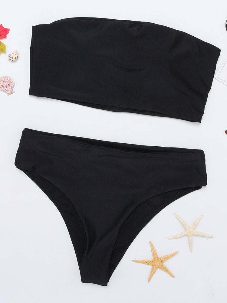 Y2K Aesthetic Strapless Backless Bikini - Coquette Grunge Style, Cute Tops, Pastel Goth
