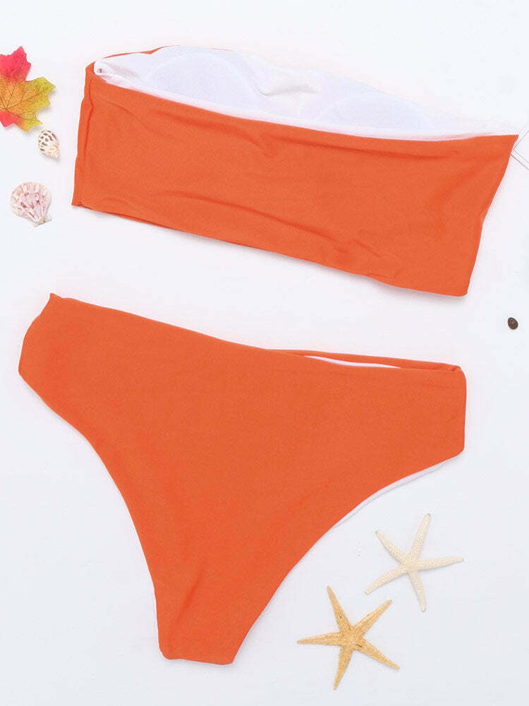 Y2K Aesthetic Strapless Backless Bikini - Coquette Grunge Style, Cute Tops, Pastel Goth