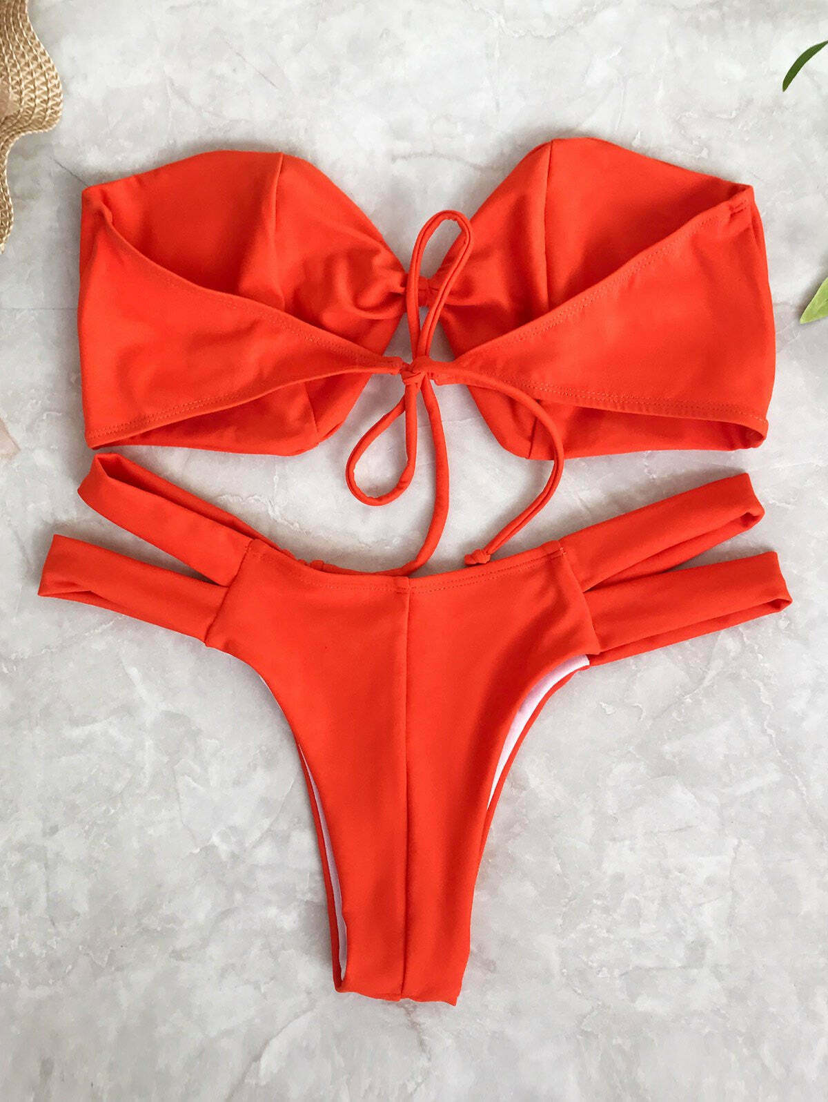 Y2K Aesthetic Strapless Bikini Top with Banded Bottoms for Niche Women Fashion