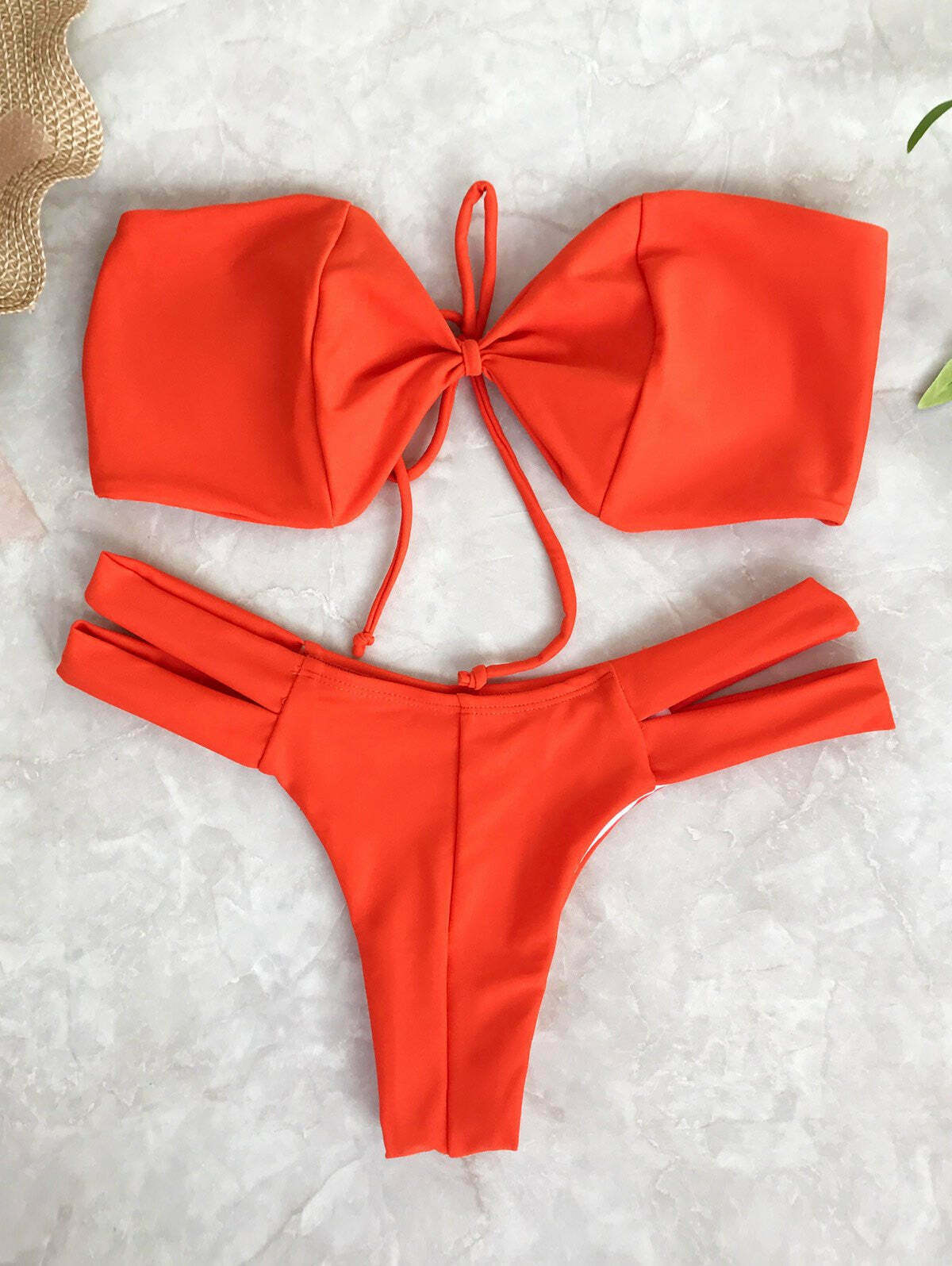 Y2K Aesthetic Strapless Bikini Top with Banded Bottoms for Niche Women Fashion