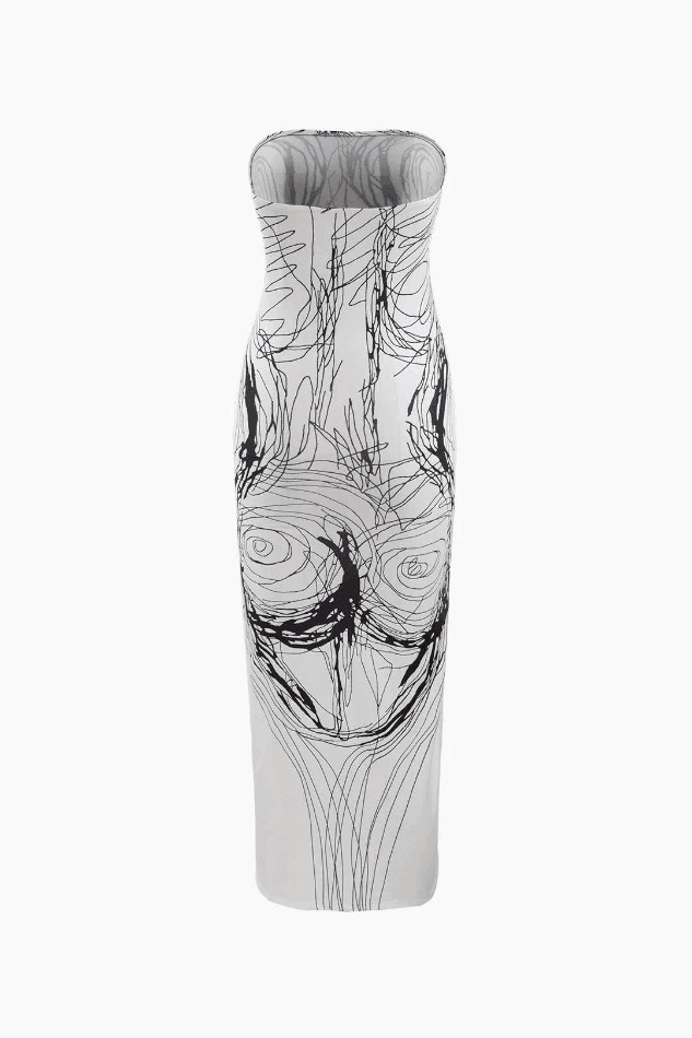 Y2K Aesthetic Strapless Midi Dress for Women - Coquette & Grunge Style Fashion Statement