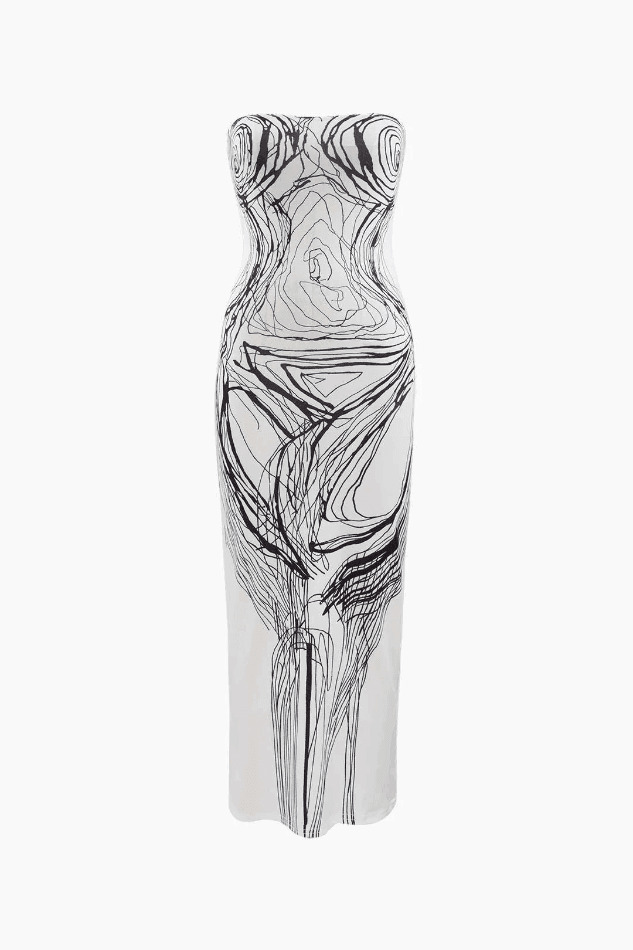 Y2K Aesthetic Strapless Midi Dress for Women - Coquette & Grunge Style Fashion Statement