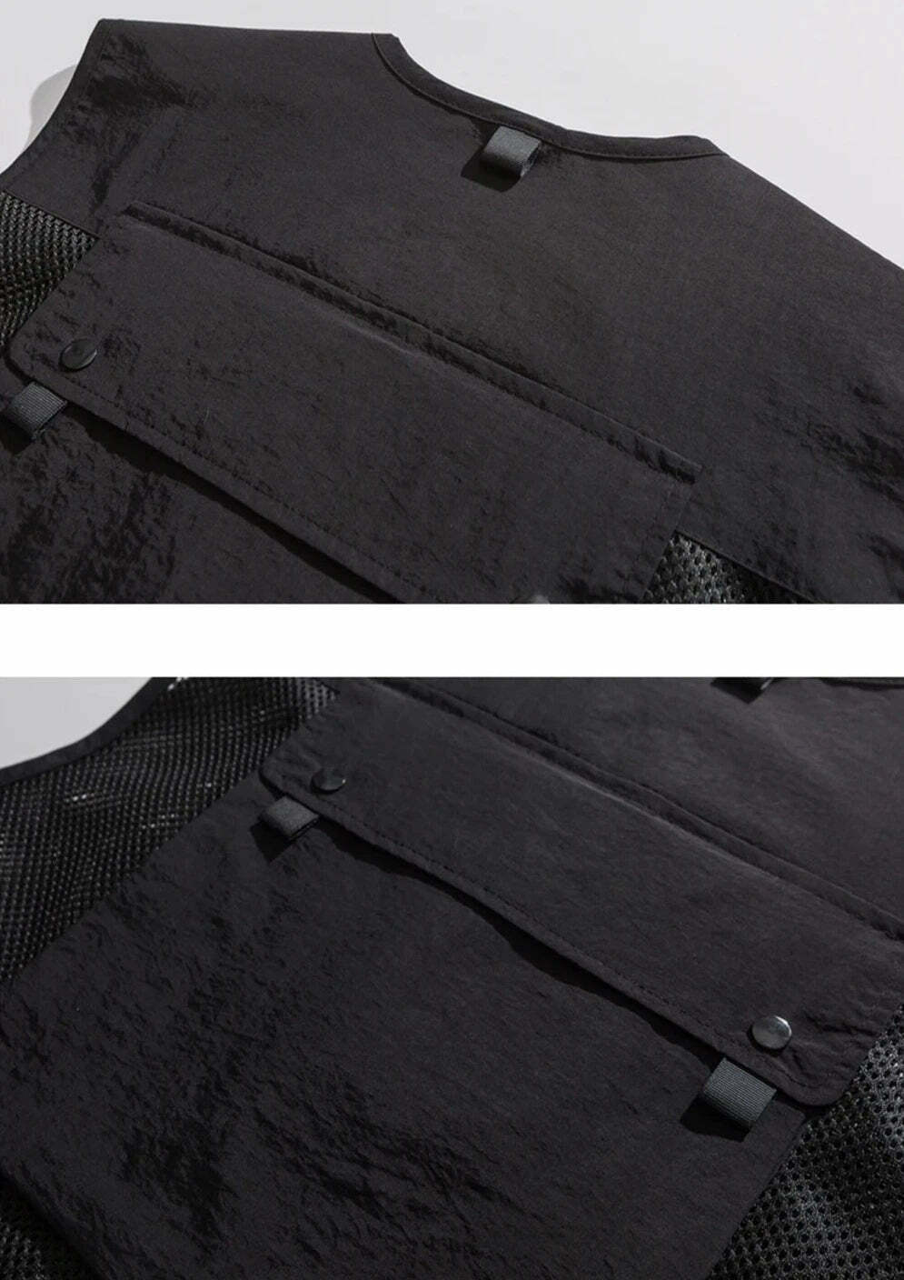Y2K Aesthetic Strapped Mesh Utility Vest for Women - Coquette & Grunge Style Cargo Skirt Outfit