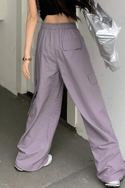 Y2K Aesthetic Street Parachute Wide Leg Pants for Women - Coquette Grunge Fashion