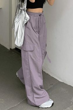 Y2K Aesthetic Street Parachute Wide Leg Pants for Women - Coquette Grunge Fashion