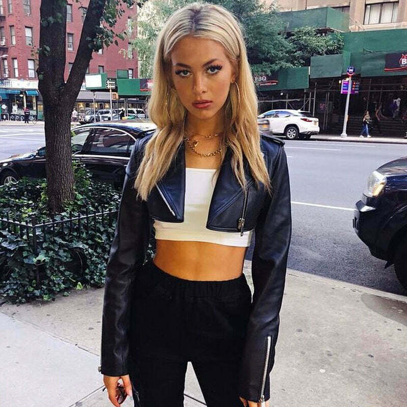 Y2K Aesthetic Street Style PU Leather Jacket for Women - Coquette & Grunge Fashion