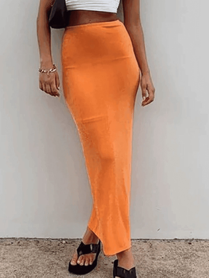 Y2K Aesthetic Stretchy Maxi Skirt in Coquette Style with Grunge Influence