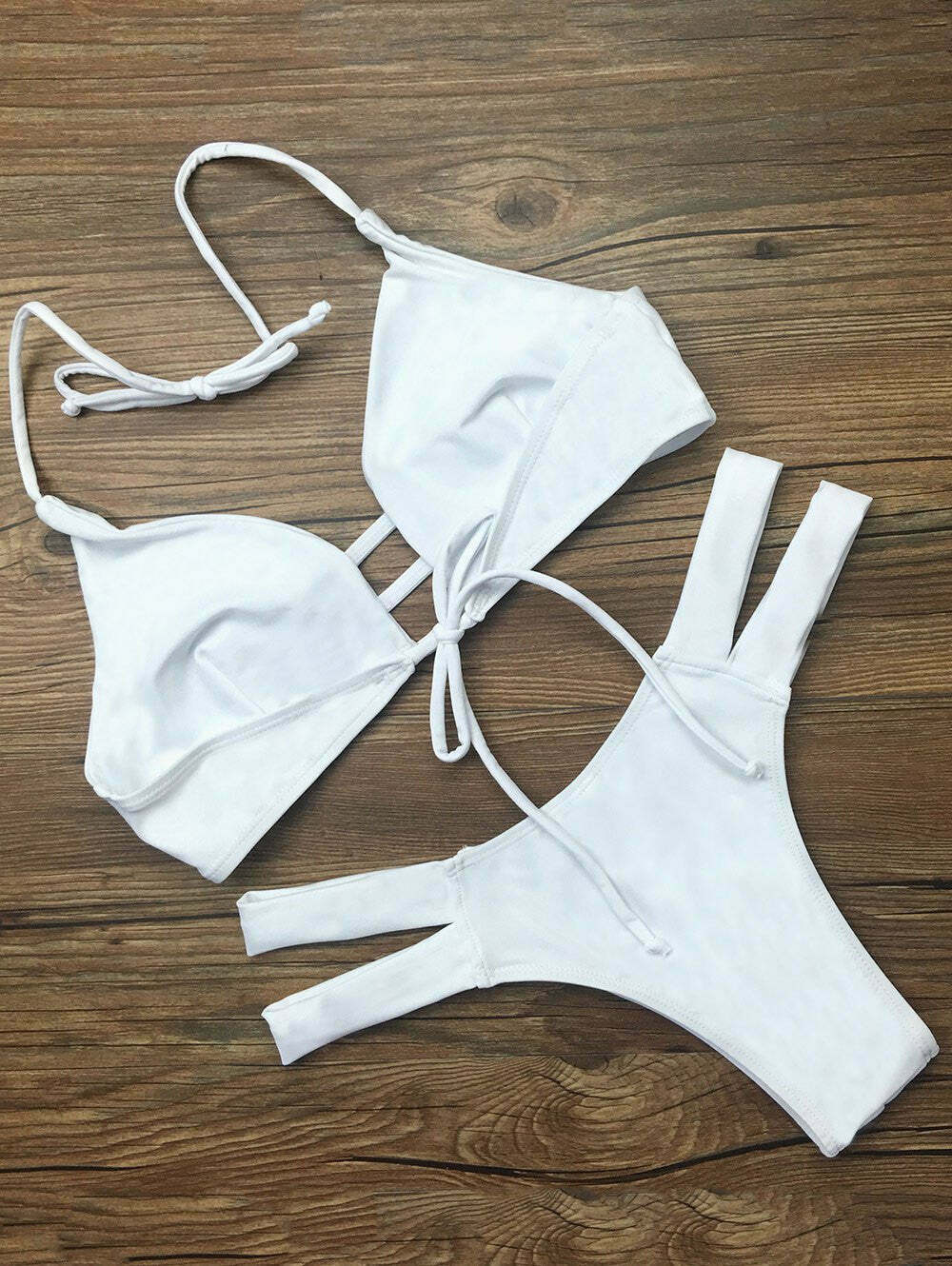 Y2K Aesthetic String Halter Unlined Bikini Swimwear for Niche Women Fashion