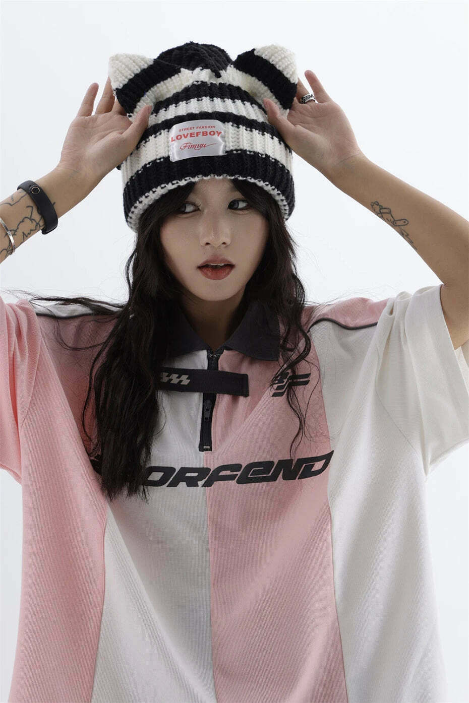 Y2K Aesthetic Stripe Sports Jersey for Women - Coquette & Grunge Style Fashion Statement