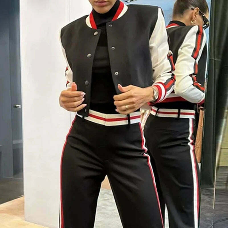 Y2K Aesthetic Striped Baseball Suit for Women - Coquette & Grunge Style, Cute Tops, Cargo Skirt