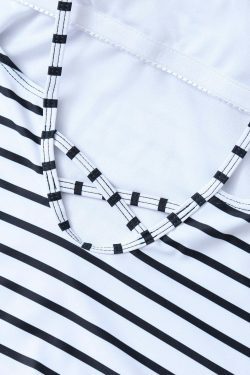 Y2K Aesthetic Striped Black Cut Out Swimsuit - Coquette & Grunge Style Fashion