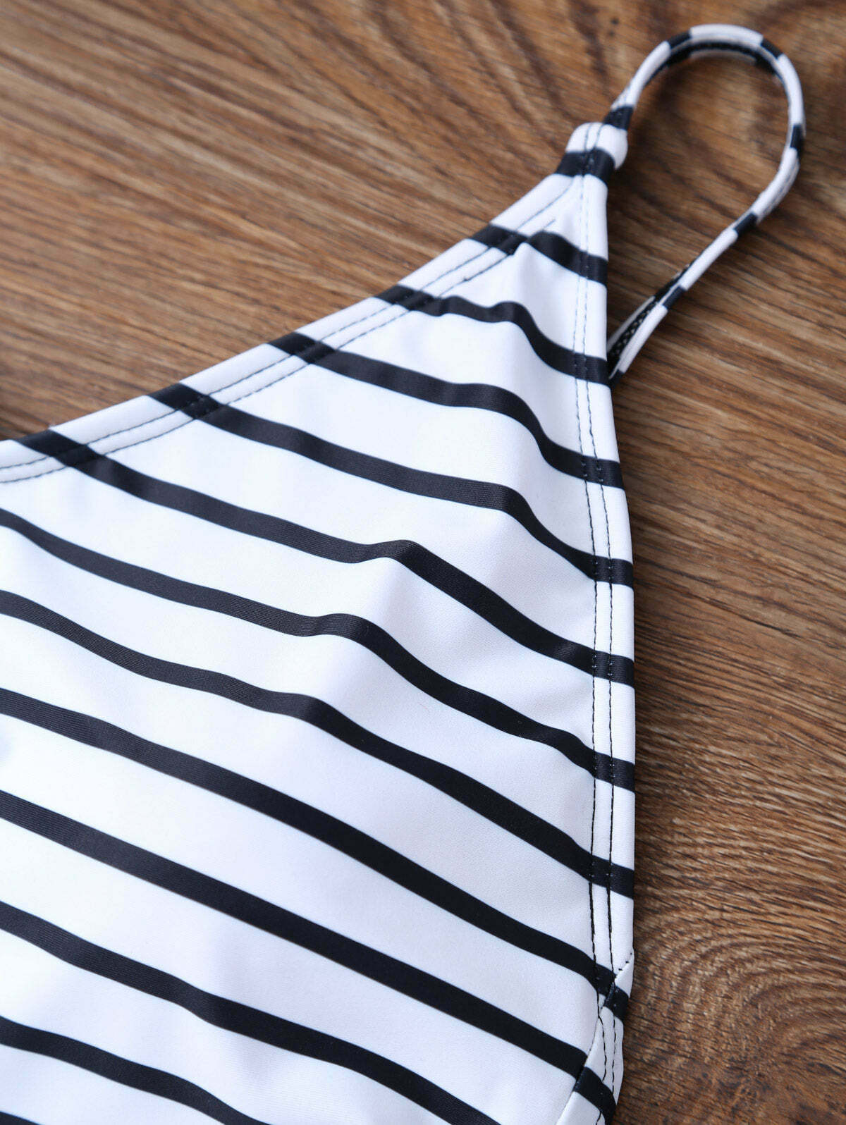 Y2K Aesthetic Striped Black Cut Out Swimsuit - Coquette & Grunge Style Fashion