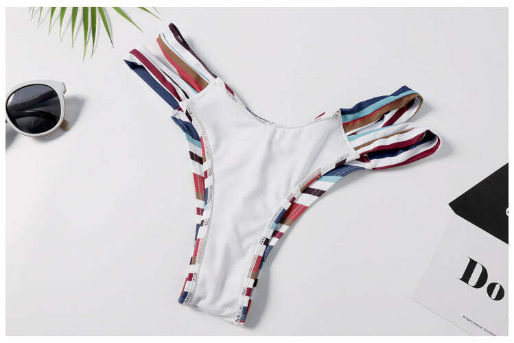 Y2K Aesthetic Striped Halter Bikini Set - Coquette Style for Women