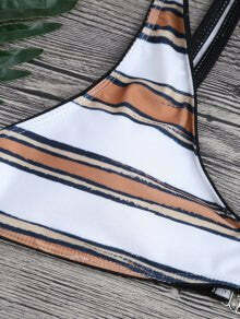 Y2K Aesthetic Striped High Cut Scoop Bikini Set for Niche Women Fashion