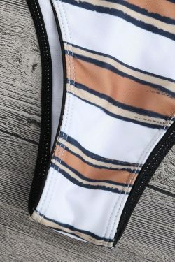 Y2K Aesthetic Striped High Cut Scoop Bikini Set for Niche Women Fashion
