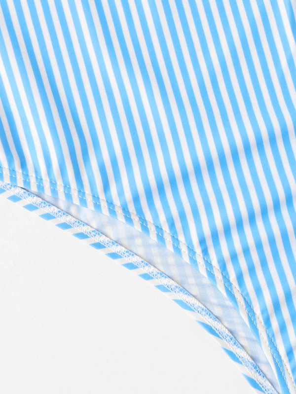 Y2K Aesthetic Striped High Leg Monokini Swimsuit - Coquette Fashion for Women