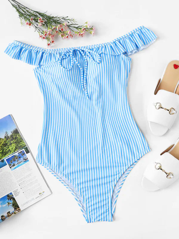 Y2K Aesthetic Striped High Leg Monokini Swimsuit - Coquette Fashion for Women