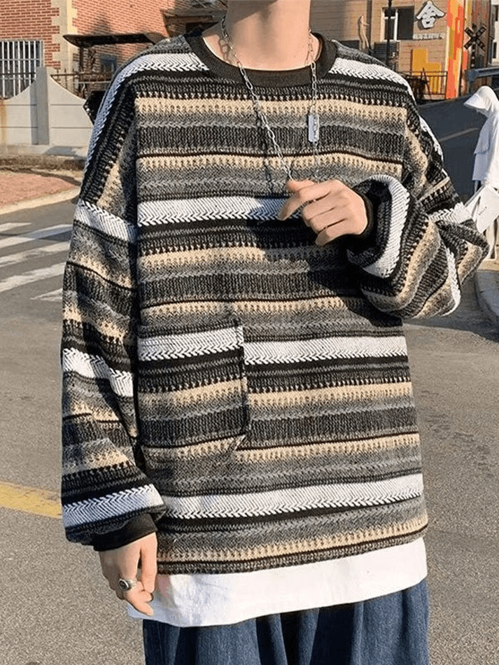 Y2K Aesthetic Striped Knit Sweater - Coquette & Grunge Style, Cute Tops, Pastel Goth, Cargo Skirt,