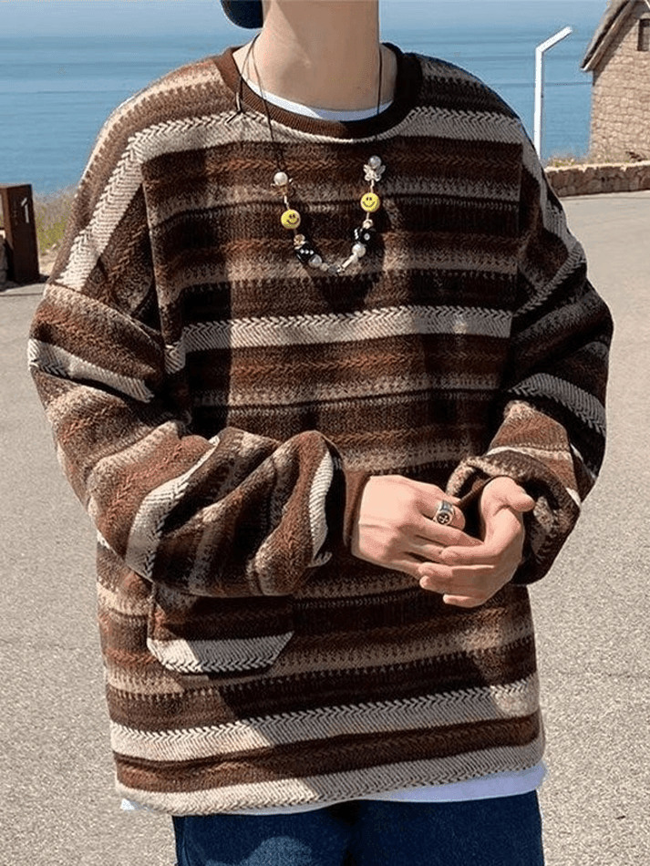Y2K Aesthetic Striped Knit Sweater - Coquette & Grunge Style, Cute Tops, Pastel Goth, Cargo Skirt,