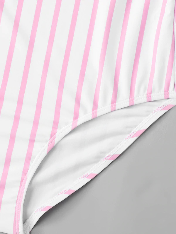 Y2K Aesthetic Striped Off-Shoulder Swimsuit - Coquette Style for Niche Women Fashion