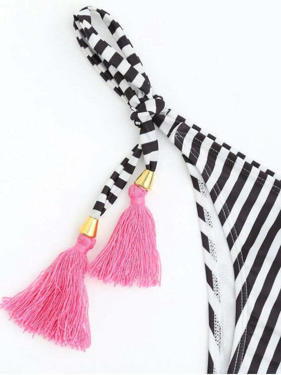 Y2K Aesthetic Striped Ruffles Bathing Suit for Women - Trendy and Fashionable Swimwear