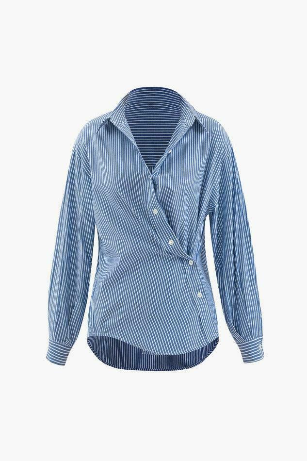 Y2K Aesthetic Striped Shirt: Coquette & Grunge Style, Cute Tops for Women, Pastel Goth Fashion