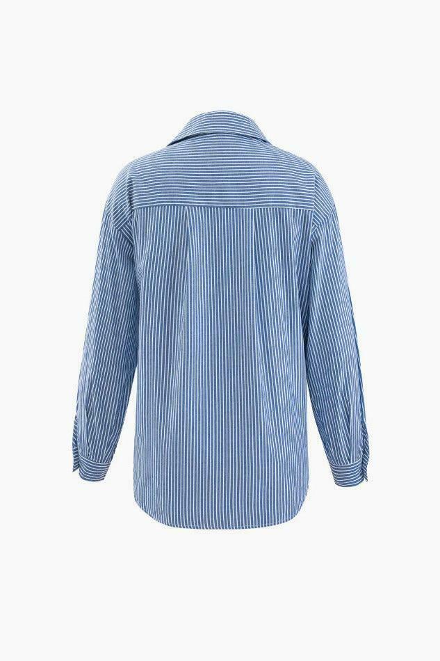 Y2K Aesthetic Striped Shirt: Coquette & Grunge Style, Cute Tops for Women, Pastel Goth Fashion