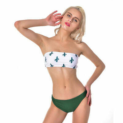 Y2K Aesthetic Sweet Cactus Bandeau Bikini Set - Coquette Style for Niche Women Fashion