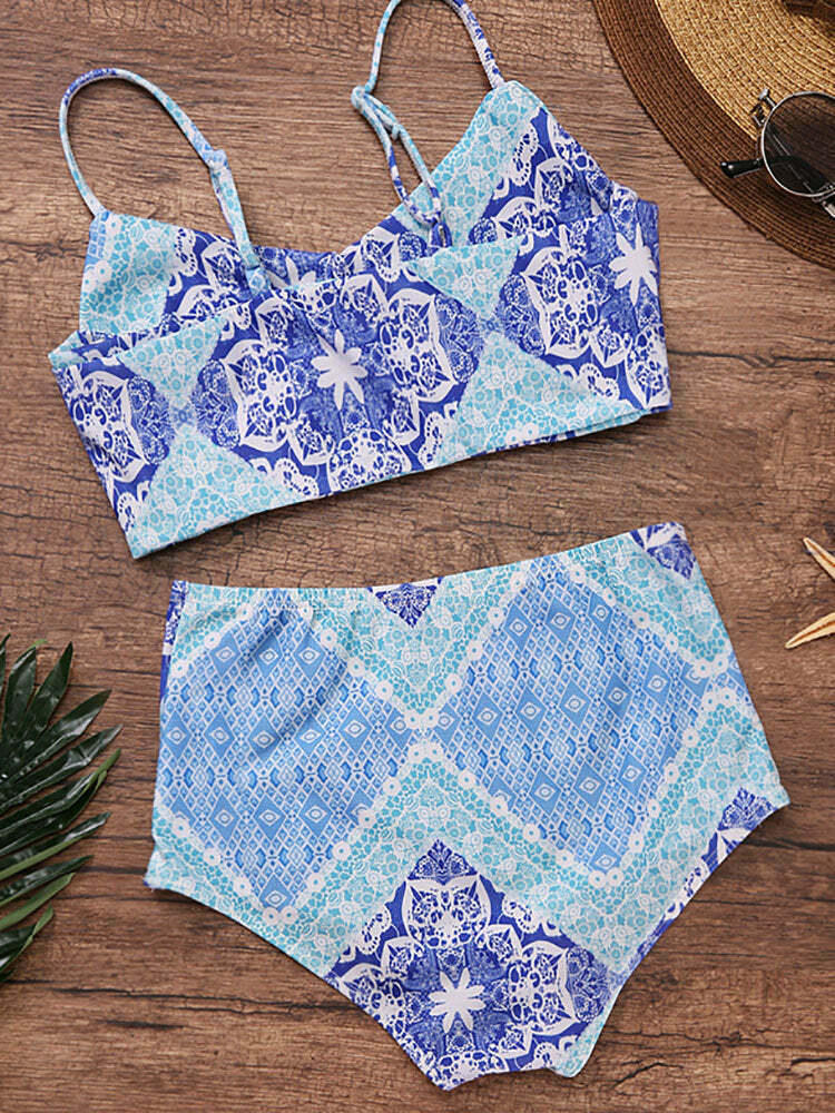 Y2K Aesthetic Tankini: Comfy Wireless Swimwear - Pastel Goth, Grunge