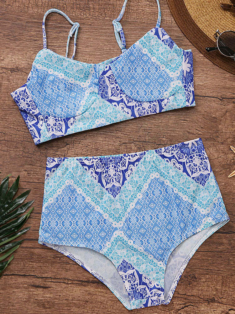 Y2K Aesthetic Tankini: Comfy Wireless Swimwear - Pastel Goth, Grunge