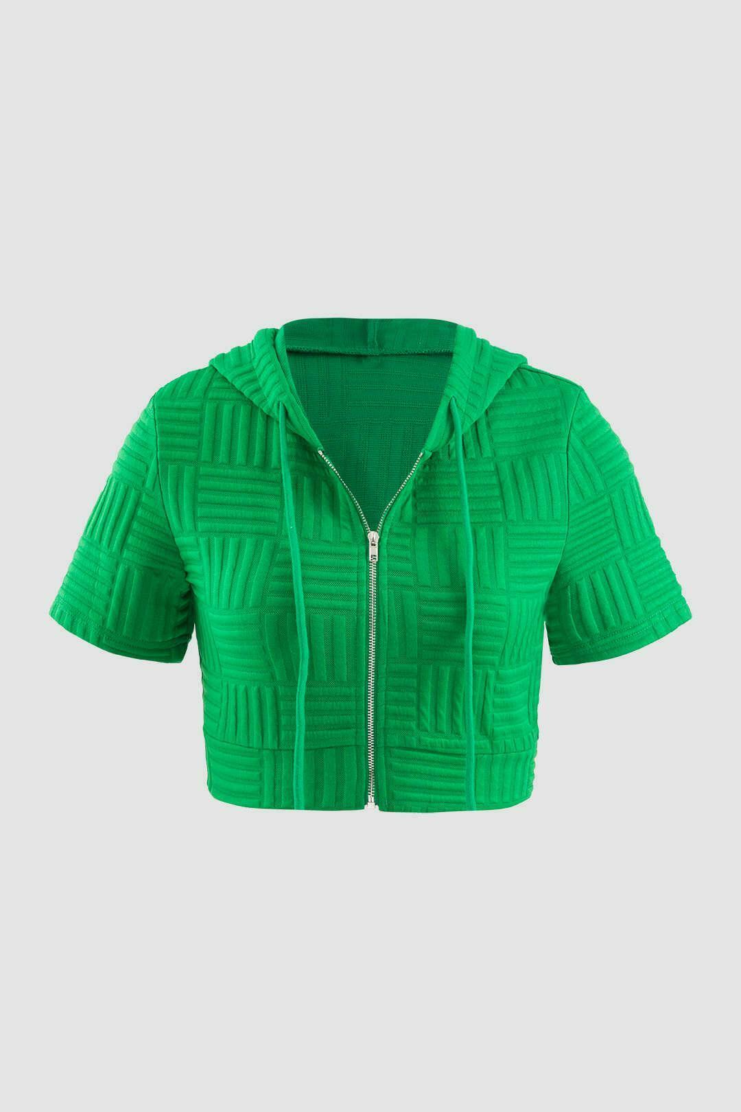 Y2K Aesthetic Textured Hooded T-Shirt and Drawstring Shorts Set for Women