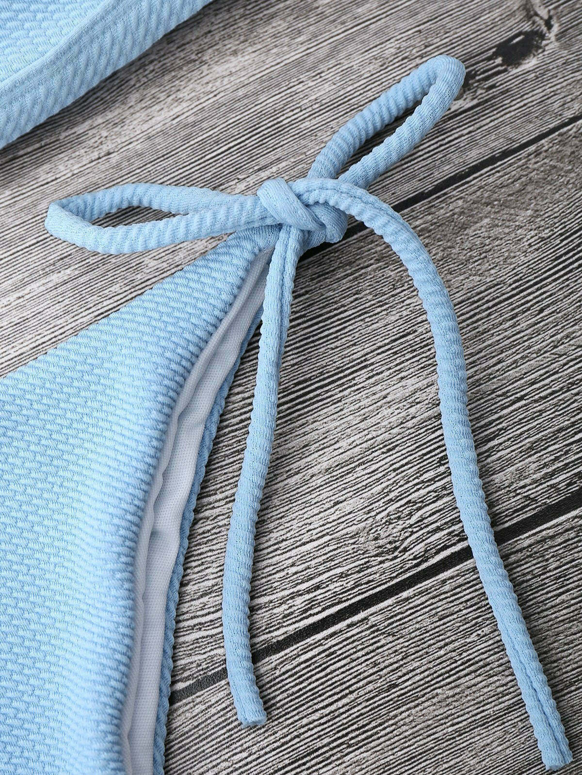 Y2K Aesthetic Textured Tie Side Scoop Bikini Set - Retro-inspired Swimwear for Trendy Women