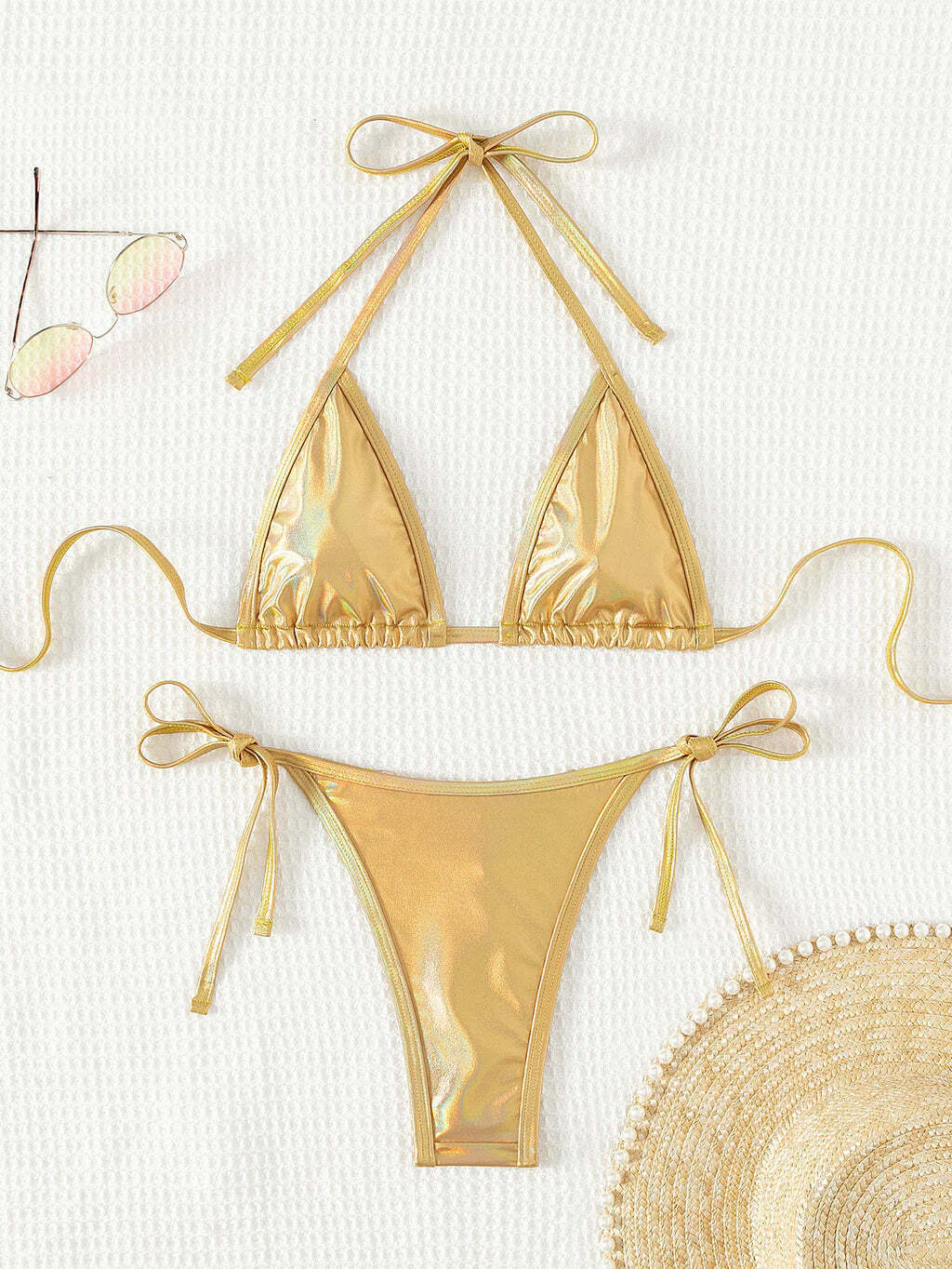Y2K Aesthetic Thong Chain Backless Bikini Set for Women - Coquette Grunge Style Fashion