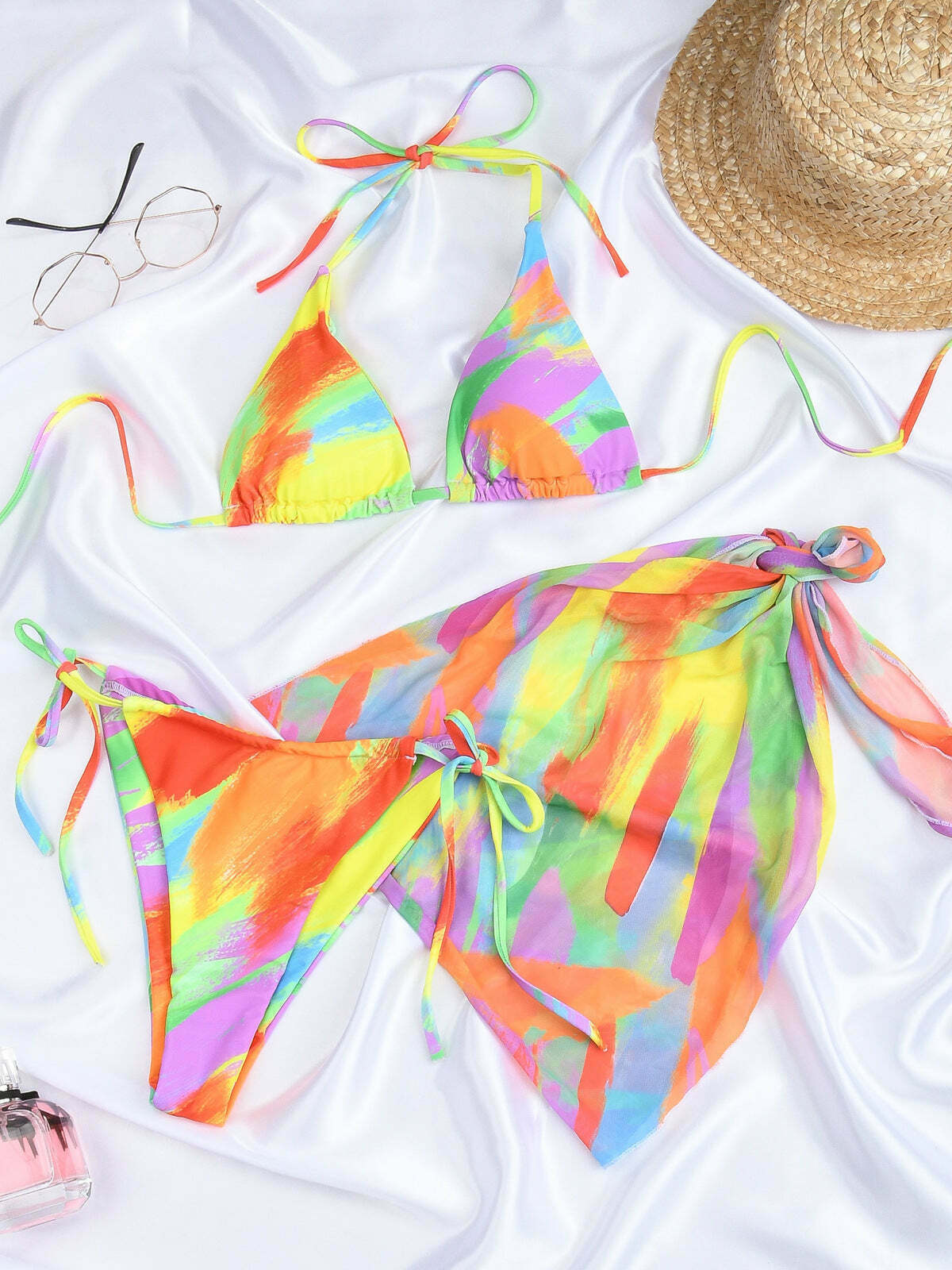Y2K Aesthetic Tie-Dye Bikini Set for Coquette Style with Grunge and Pastel Goth Vibes