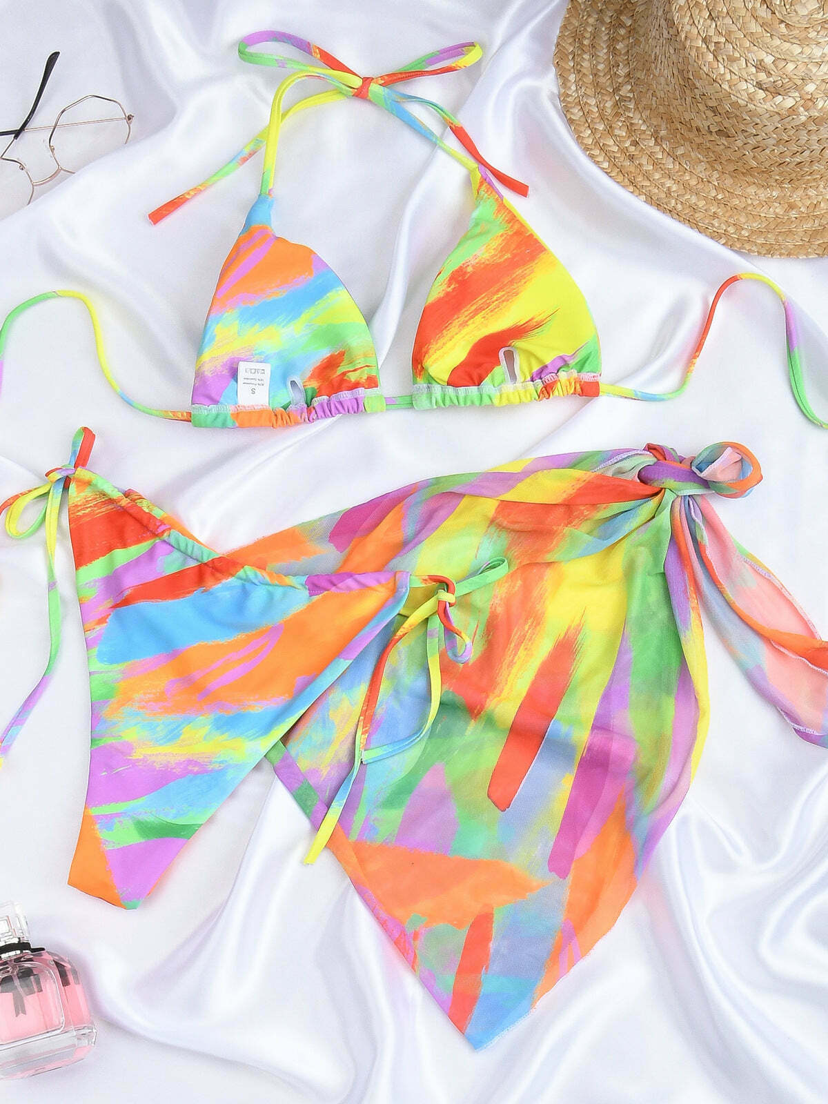 Y2K Aesthetic Tie-Dye Bikini Set for Coquette Style with Grunge and Pastel Goth Vibes