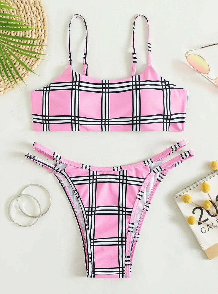 Y2K Aesthetic Tie-Dyed Swimsuit Bikini for Women - Coquette Style with Grunge and Pastel Goth Vibes