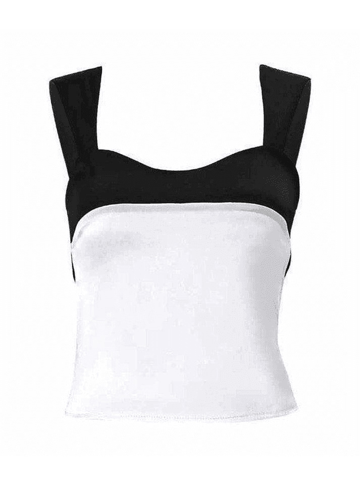 Y2K Aesthetic Tie Back Patchwork Satin Tank Top for Women - Coquette Style Grunge Fashion