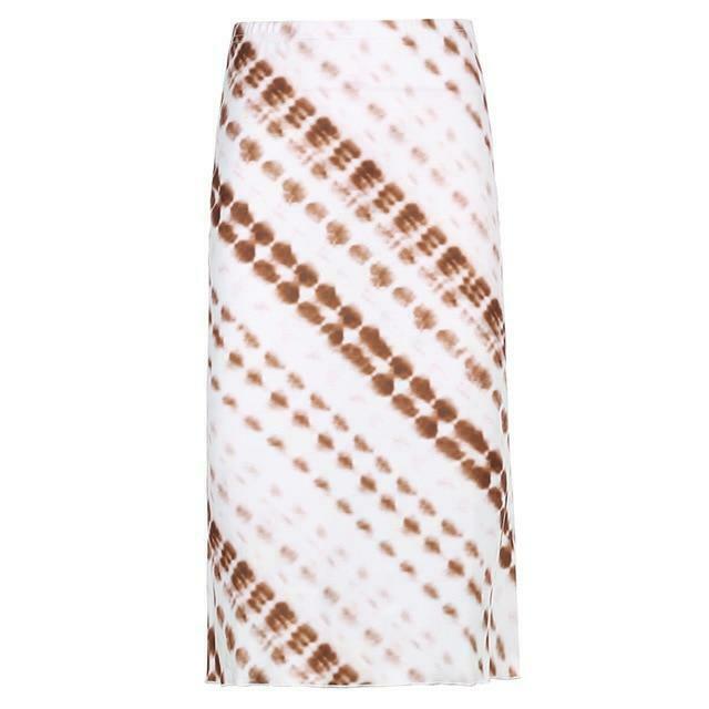 Y2K Aesthetic Tie Dye Print Midi Skirt for Women - Coquette & Grunge Style Fashion