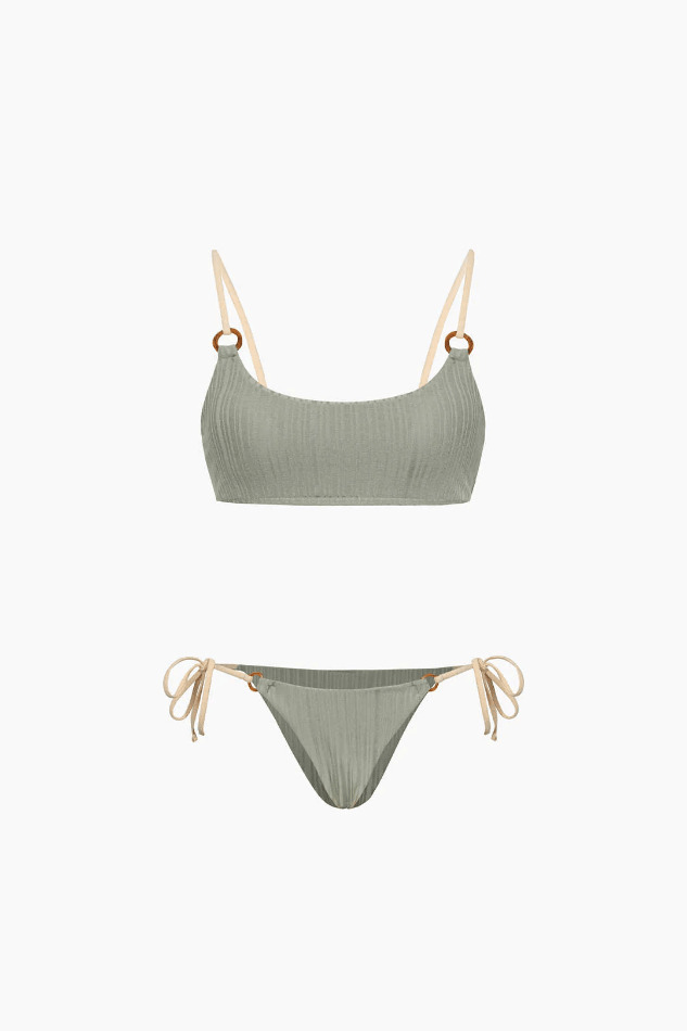 Y2K Aesthetic Tie Side Bikini Swimsuit Set in Coquette Style & Grunge Fashion