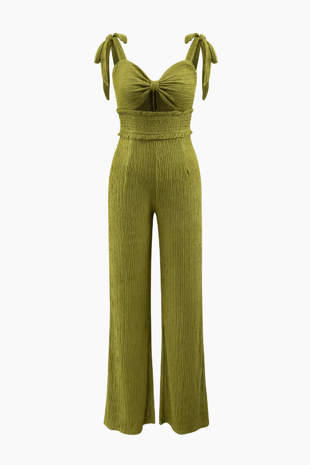 Y2K Aesthetic Tie Strap Knot Front Jumpsuit for Women - Coquette & Grunge Style Fashion