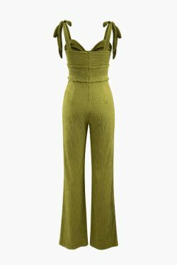 Y2K Aesthetic Tie Strap Knot Front Jumpsuit for Women - Coquette & Grunge Style Fashion