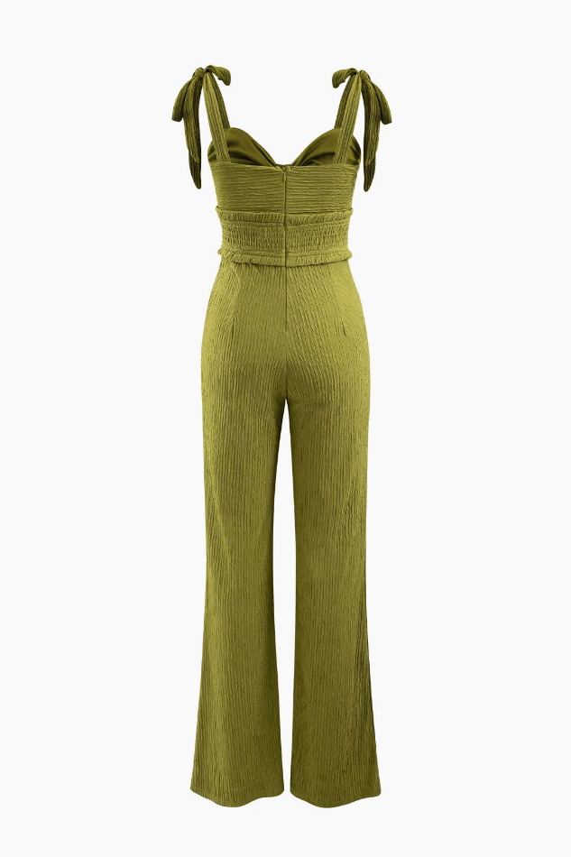 Y2K Aesthetic Tie Strap Knot Front Jumpsuit for Women - Coquette & Grunge Style Fashion