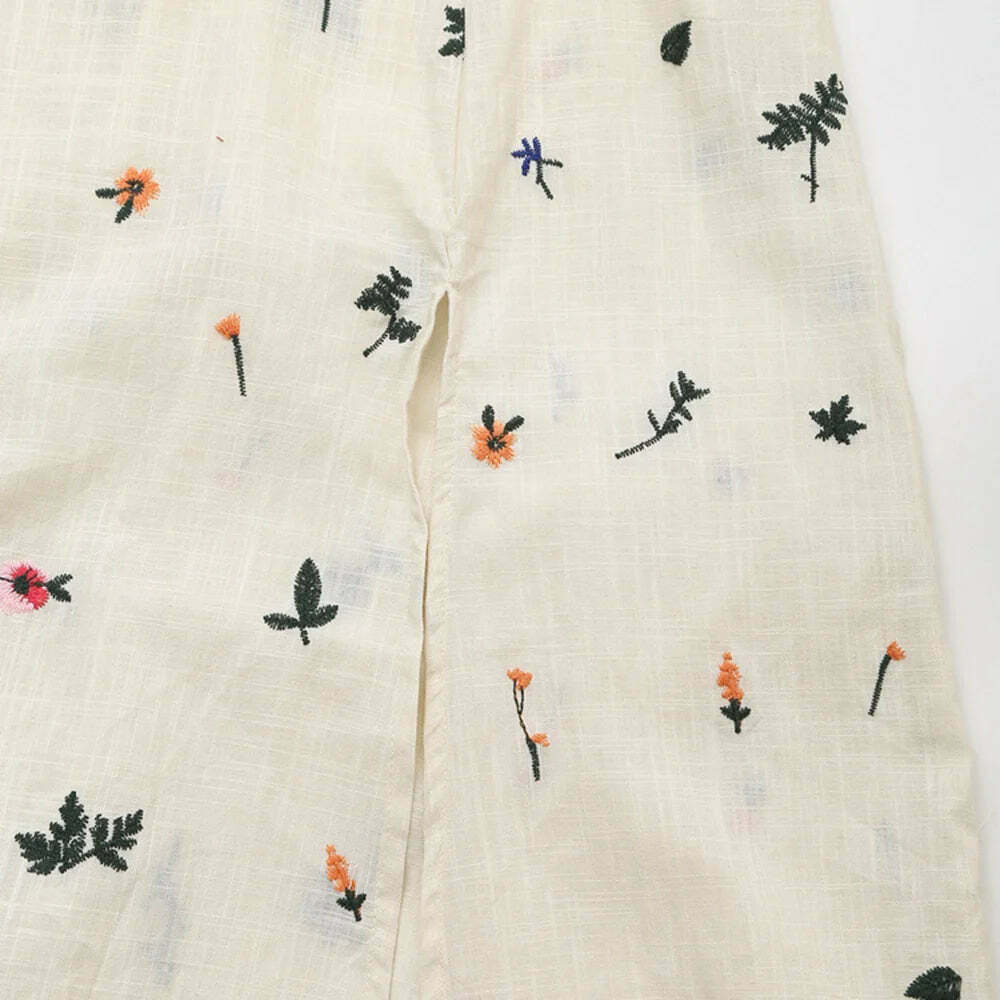Y2K Aesthetic Tropical Embroidered Backless Dress - Coquette Style with Grunge & Pastel Goth Vibes