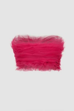 Y2K Aesthetic Tulle Tube Top for Women - Coquette Style Grunge Fashion with Pastel Goth Vibes
