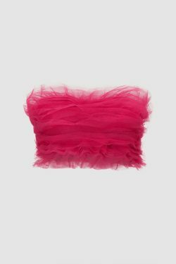 Y2K Aesthetic Tulle Tube Top for Women - Coquette Style Grunge Fashion with Pastel Goth Vibes