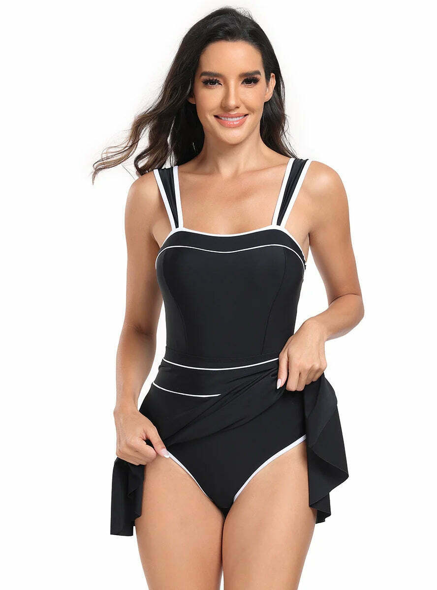 Y2K Aesthetic Two-Piece Bikini Set for Women - Coquette Style Swimsuit with a Sporty Skirt