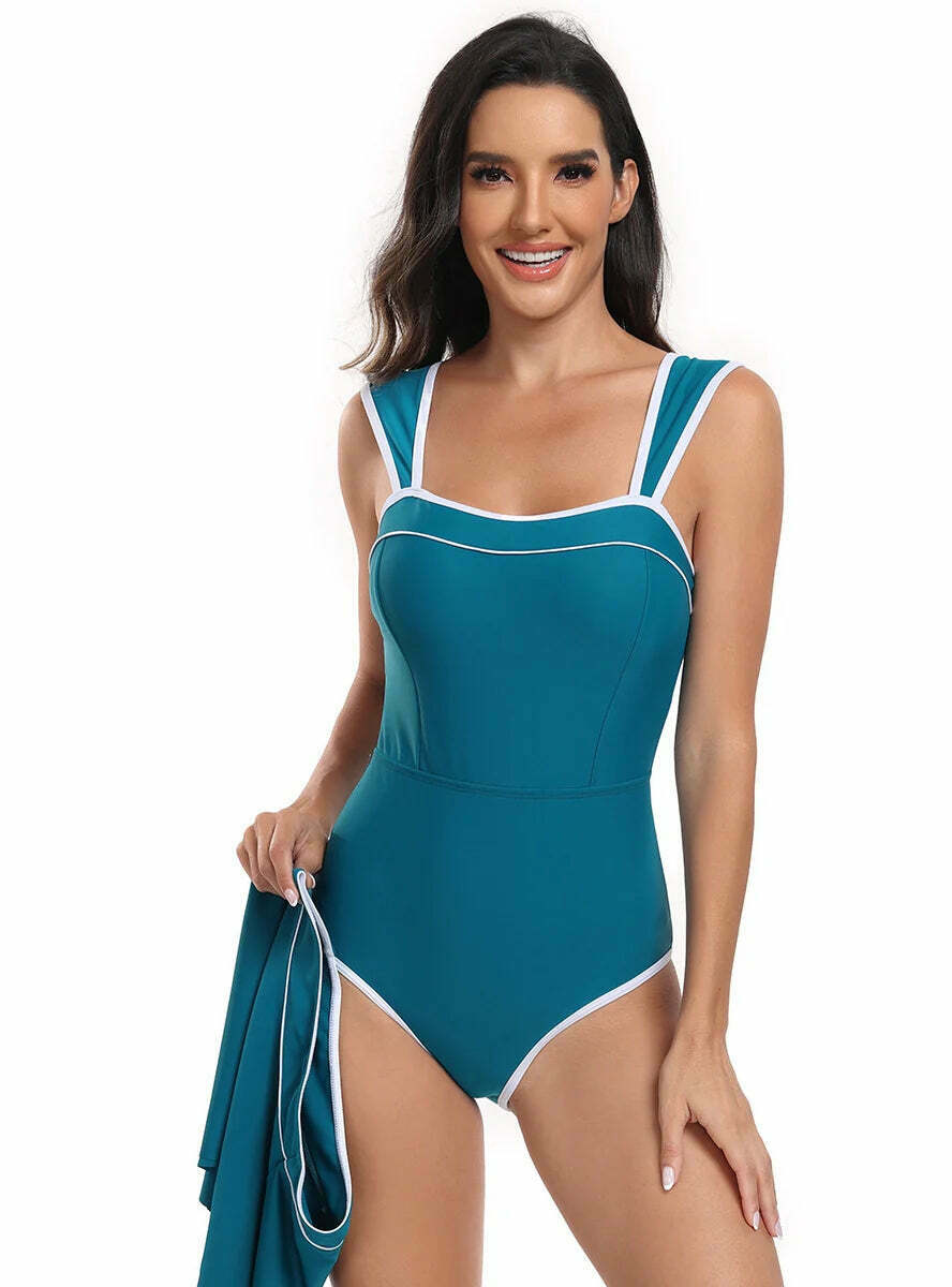 Y2K Aesthetic Two-Piece Bikini Set for Women - Coquette Style Swimsuit with a Sporty Skirt