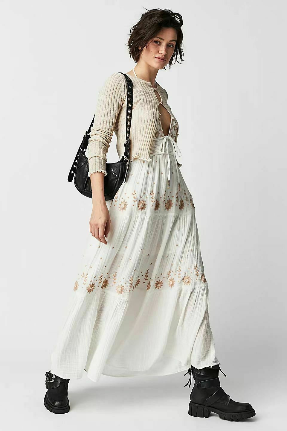 Y2K Aesthetic V-Neck Backless Maxi Dress for Women - Coquette Style Grunge Fashion Outfit
