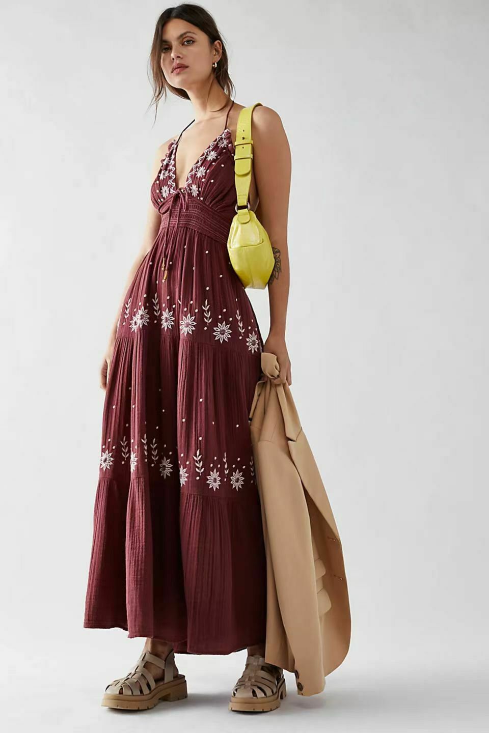 Y2K Aesthetic V-Neck Backless Maxi Dress for Women - Coquette Style Grunge Fashion Outfit