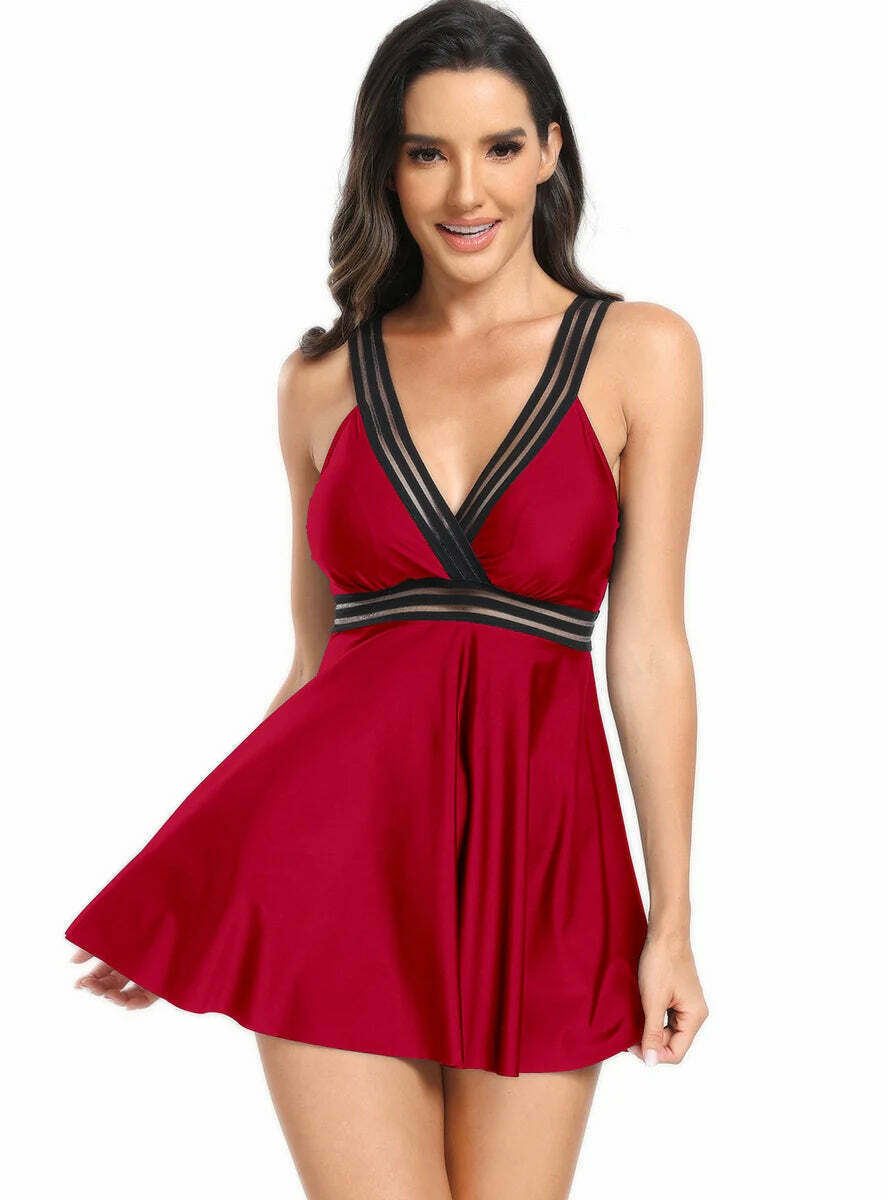 Y2K Aesthetic V-Neck Bikini - Sexy Women's Swimwear for Fashion-Forward Looks